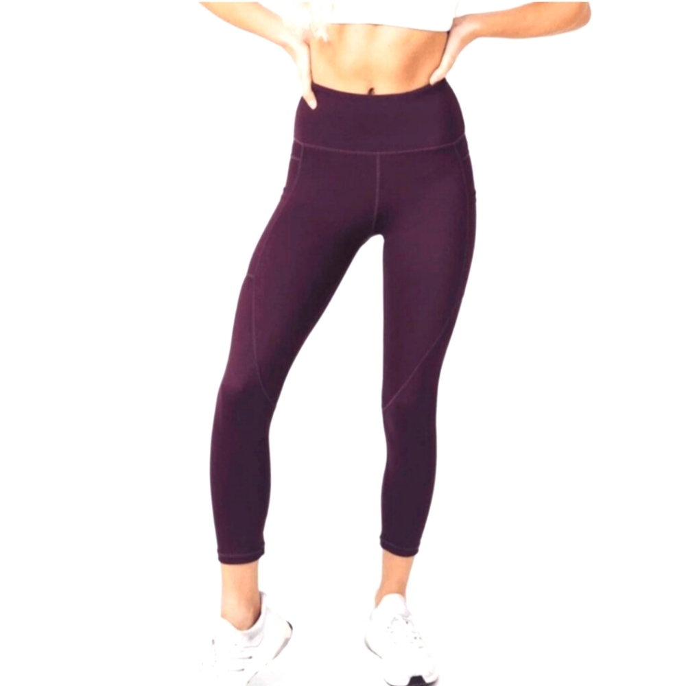 Zyia Active Light n Tight High Rise Capri Leggings Size 12 Eggplant NWOT